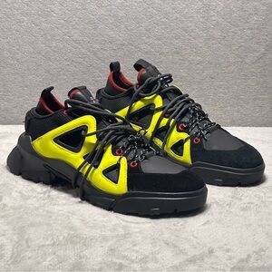 Alexander McQueen MCQ Mens Orbyt Sneakers Mid Neon Yellow Black Size US 8.5-9M
